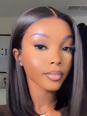 12” Bob Wig Human Hair 13x6 Lace Front Glueless 200% Density Straight Black